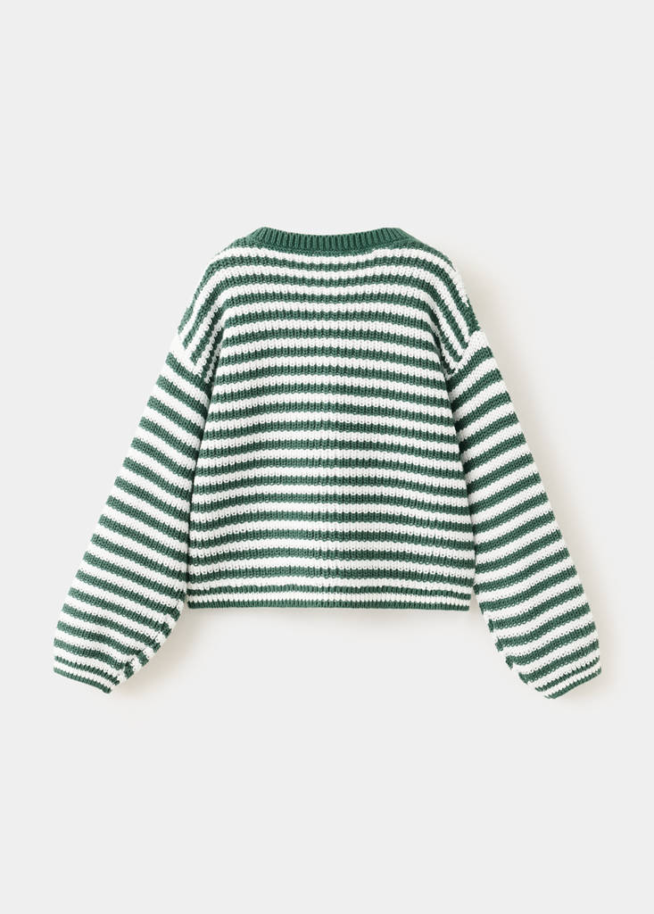 Stripped knit cardigan — Green