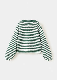 Stripped knit cardigan — Green 4