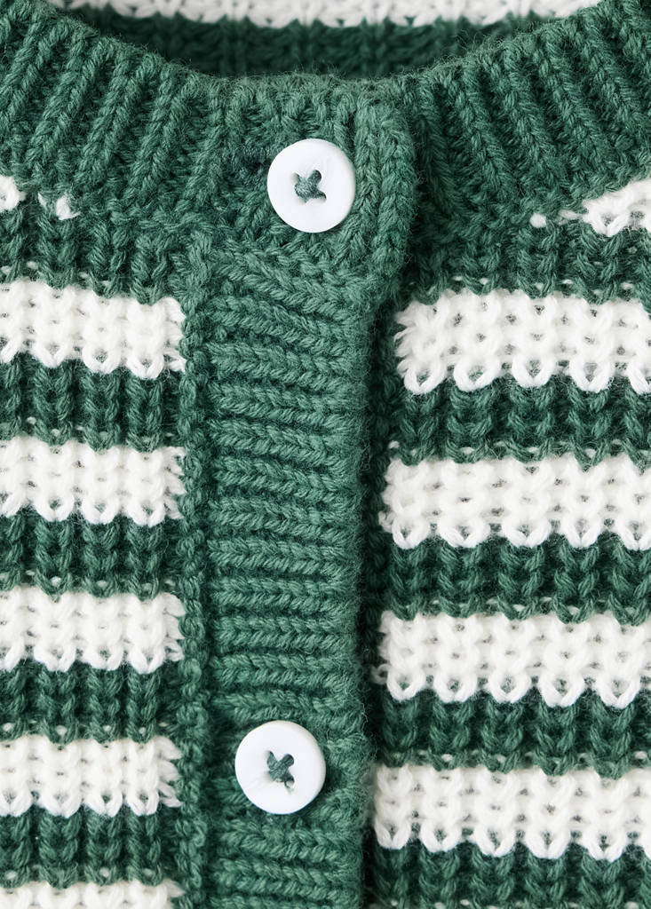 Stripped knit cardigan — Green