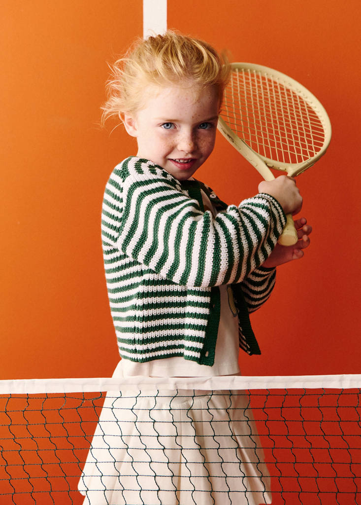 Stripped knit cardigan — Green