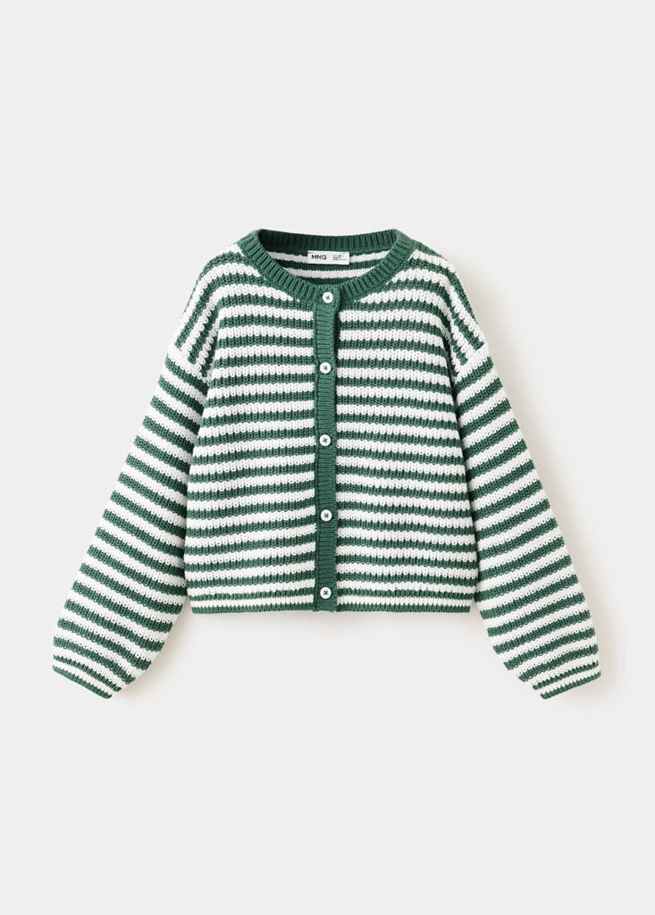 Stripped knit cardigan — Green
