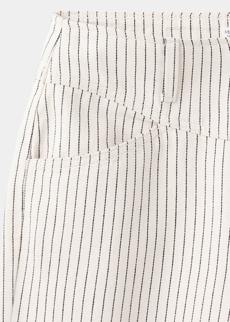 Wide leg striped jeans — Ecru