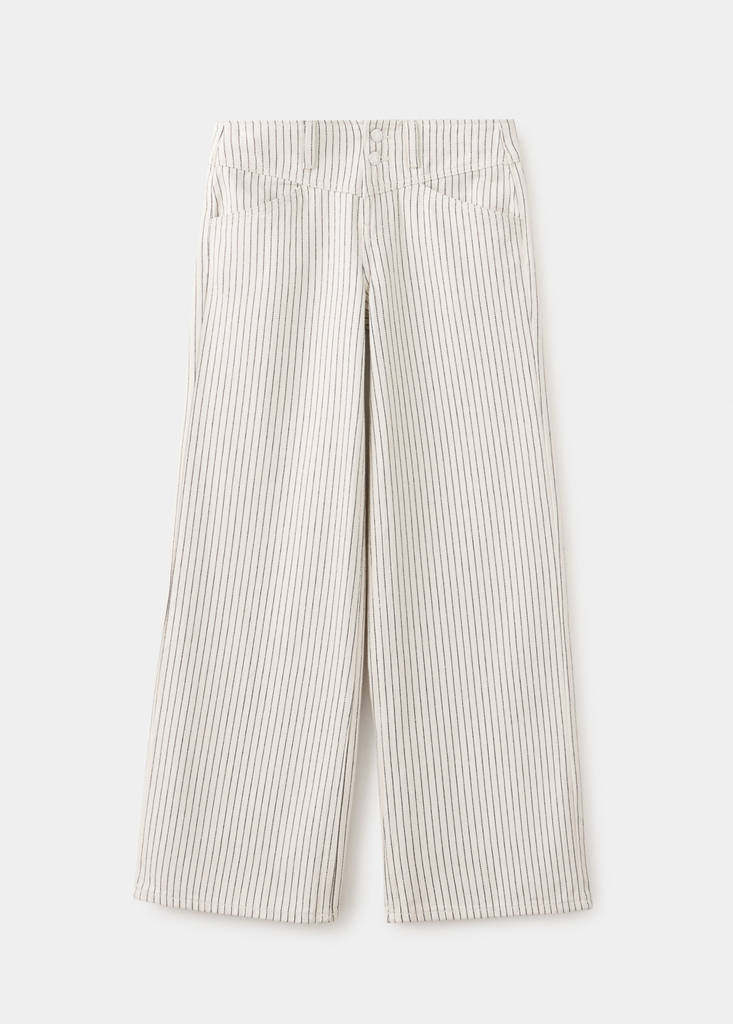 Wide leg striped jeans — Ecru