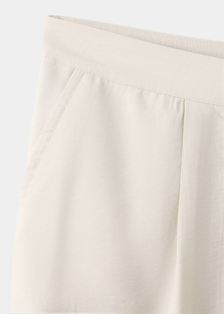 Fluid wide-leg pleat-front trousers — Beige