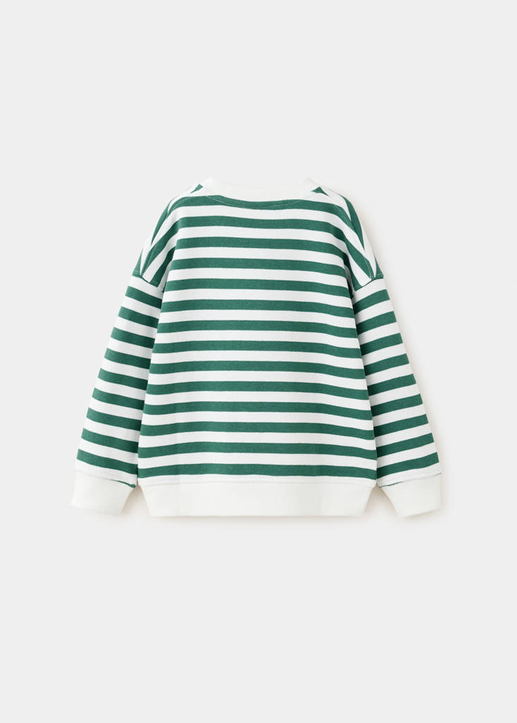 Striped cotton sweatshirt with embroidery — Off White