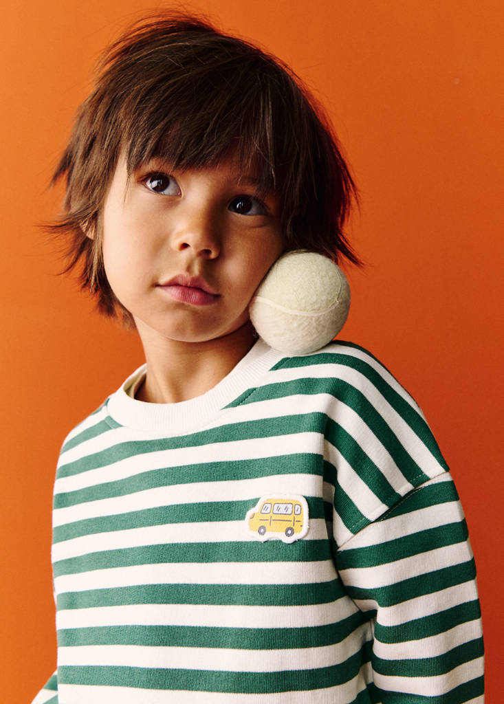 Striped cotton sweatshirt with embroidery — Off White