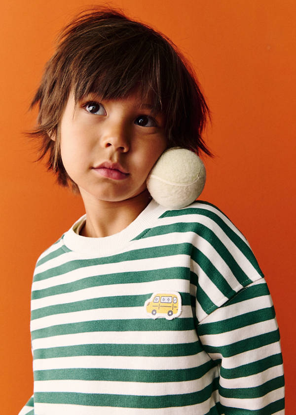 Striped cotton sweatshirt with embroidery — Off White