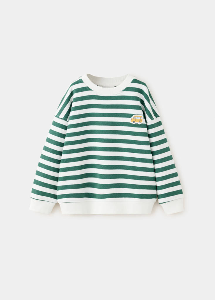 Striped cotton sweatshirt with embroidery — Off White