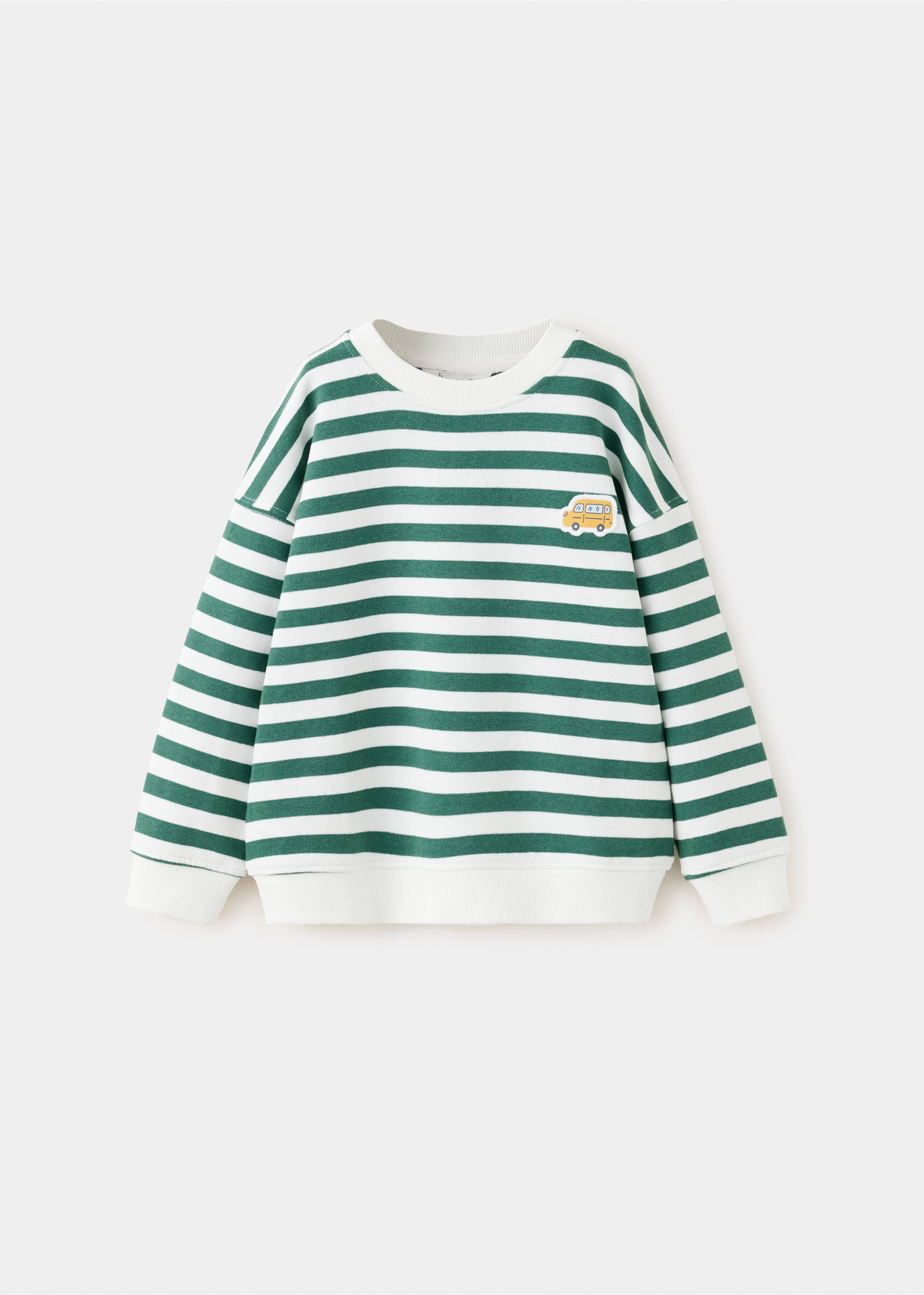 Striped cotton sweatshirt with embroidery - Article without model, Off White. Ref: 37053307-00.