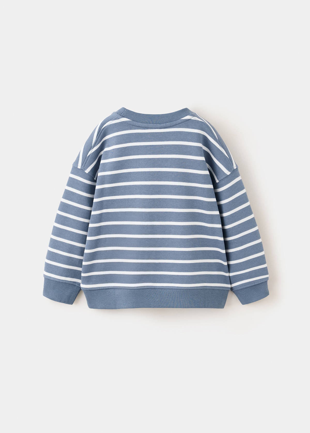 Striped cotton sweatshirt with embroidery — Blue