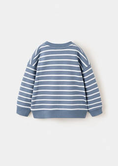 Striped cotton sweatshirt with embroidery — Blue 6