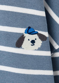 Striped cotton sweatshirt with embroidery — Blue 5