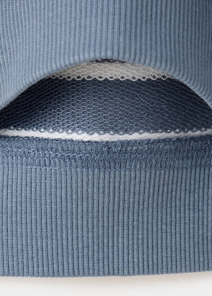 Striped cotton sweatshirt with embroidery — Blue