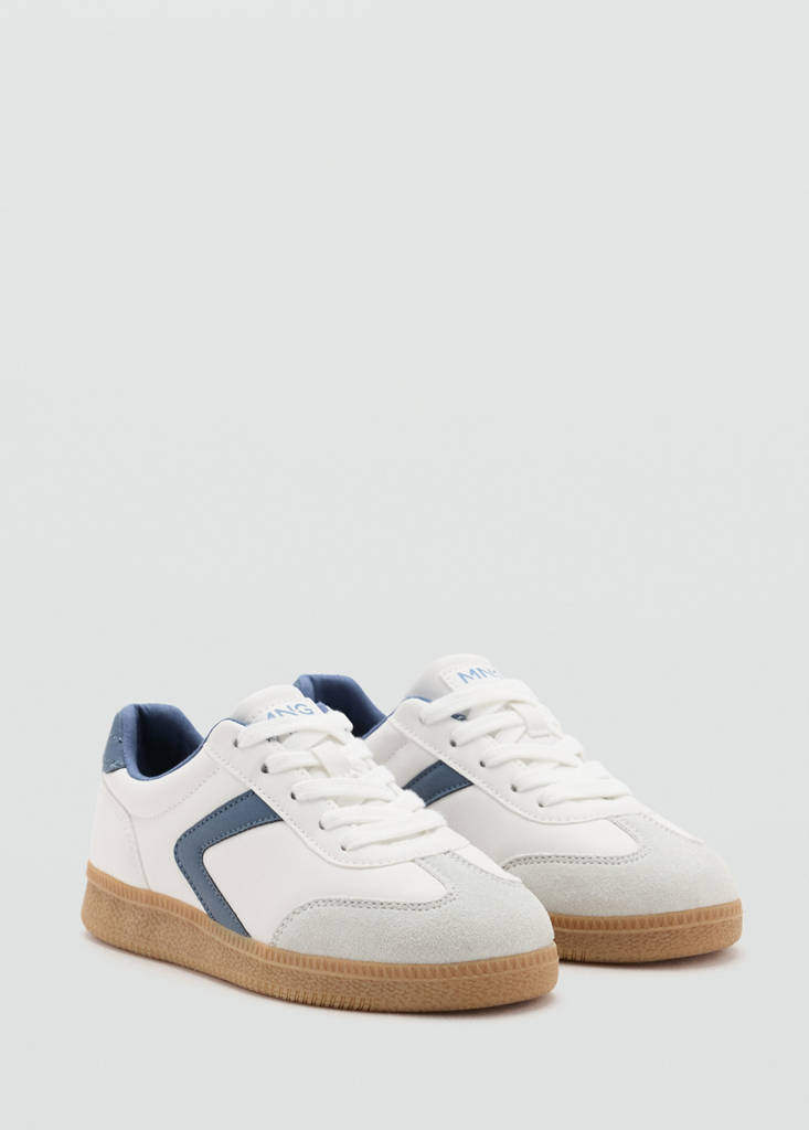 Lace-up mixed sneakers — White