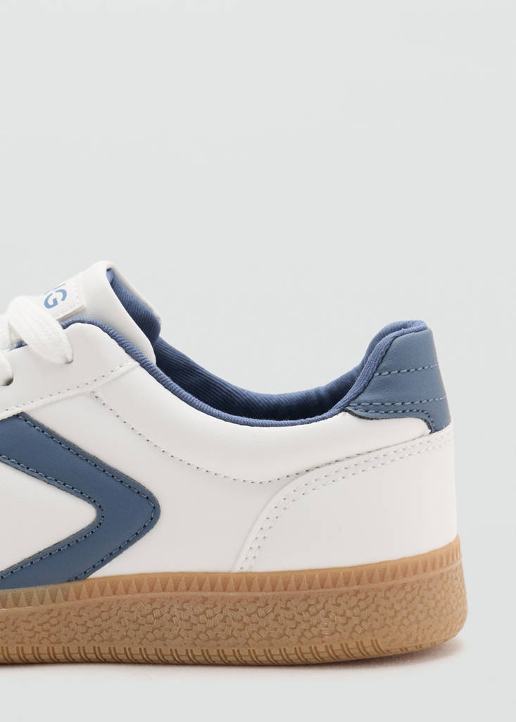 Lace-up mixed sneakers — White