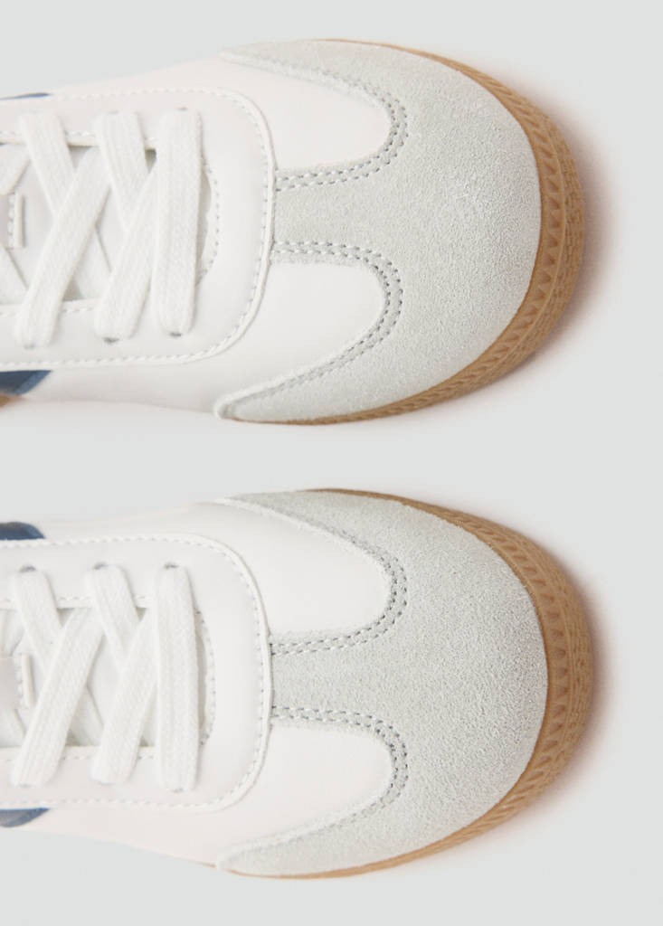 Lace-up mixed sneakers — White