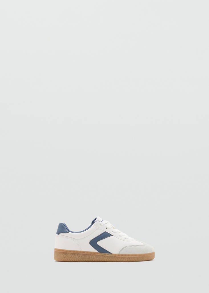 Lace-up mixed sneakers — White