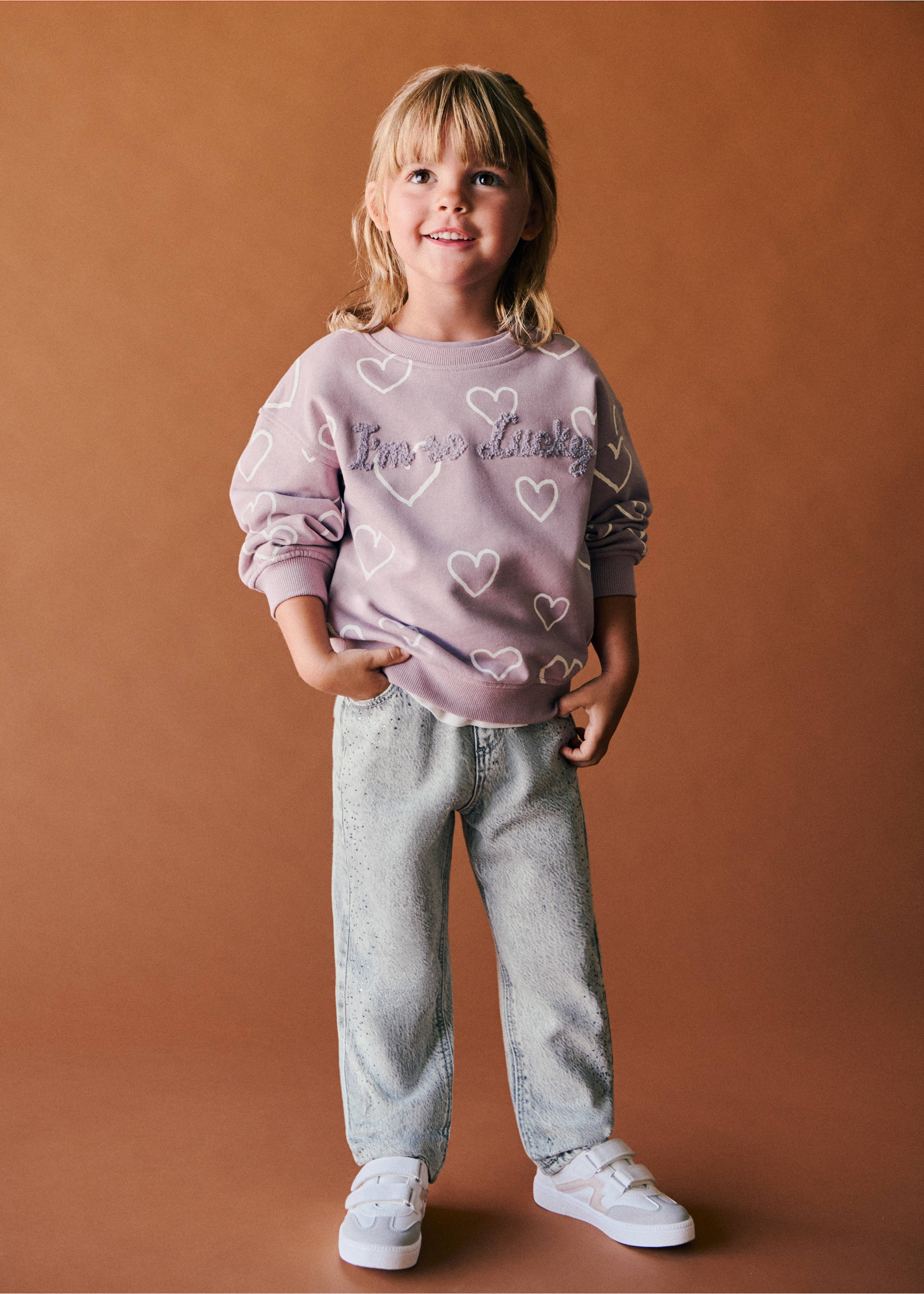 Sweat-shirt coton imprimé - Plan général, Lilas. Ref: 37053314-00.