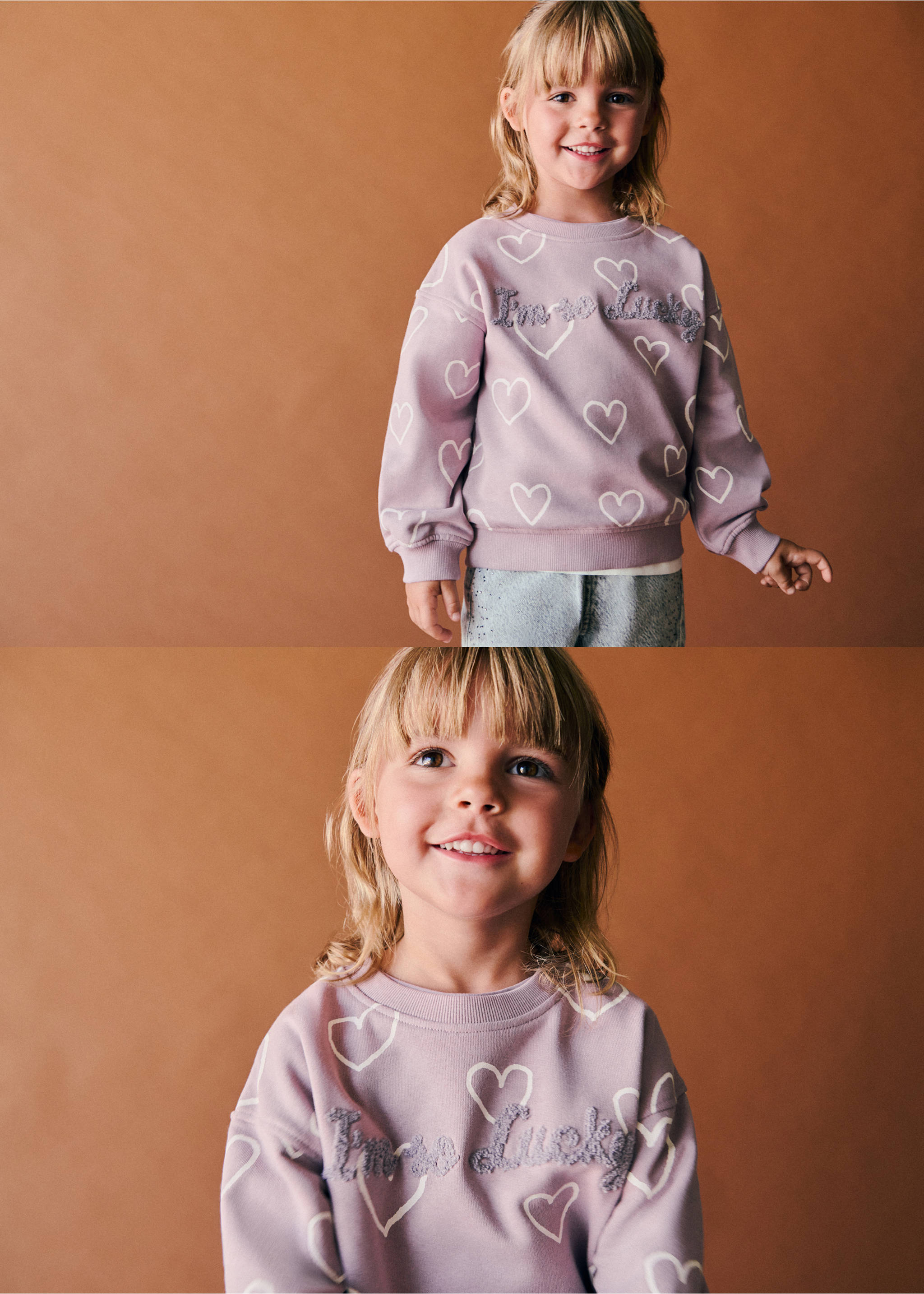 Sweat-shirt coton imprimé - Détail de l'article 2, Lilas. Ref: 37053314-00.
