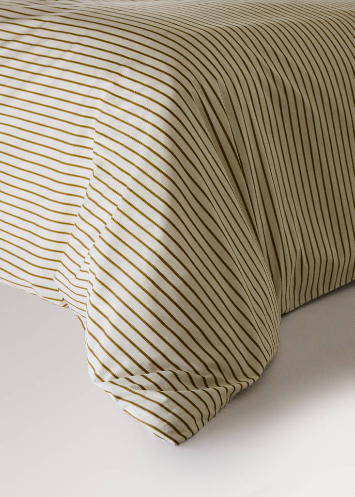 Percale cotton striped duvet cover for 135/140 cm bed — Ochre