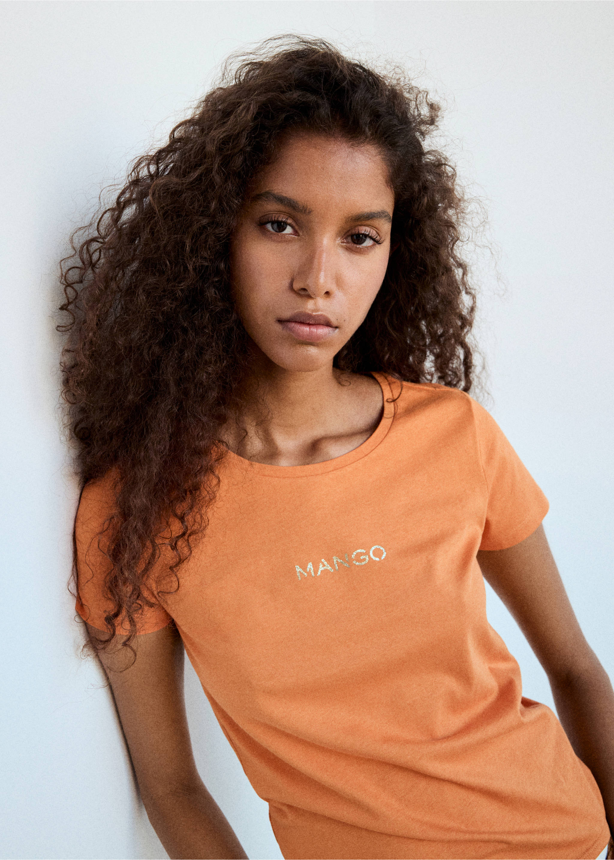 Katoenen T-shirt met logoprint - Detail van het artikel 1, Oranje. Ref: 37053319-00.