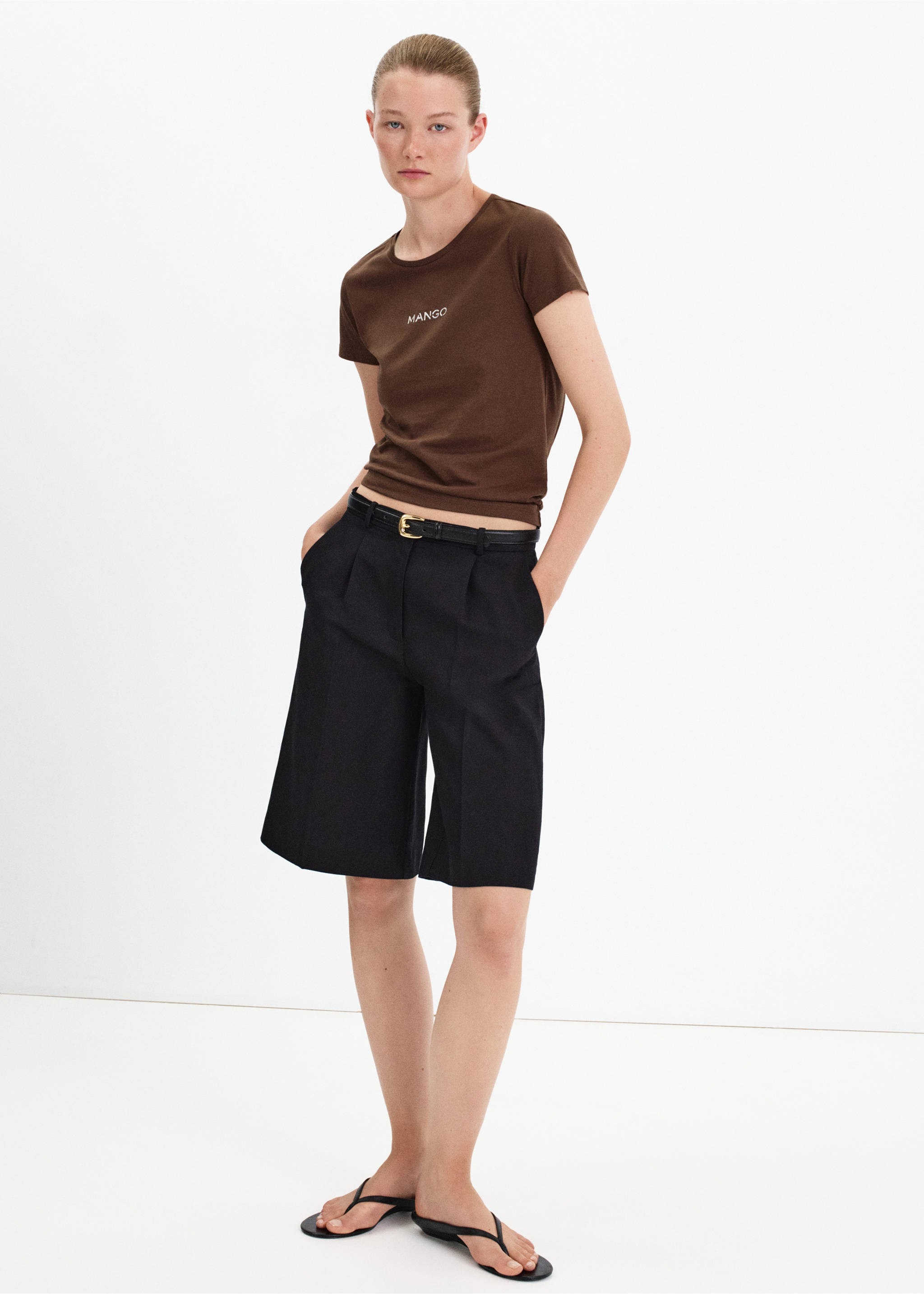 Logo print cotton t-shirt - General plane, Brown. Ref: 37053319-00.