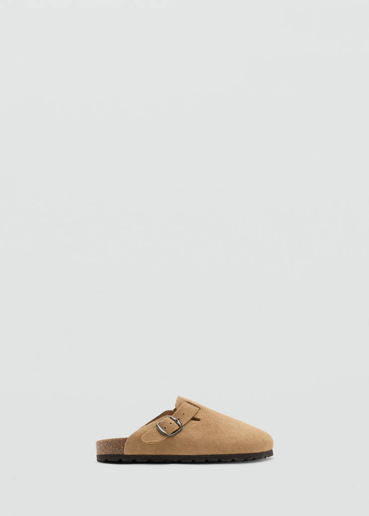 Leather clogs with buckle — Brown
