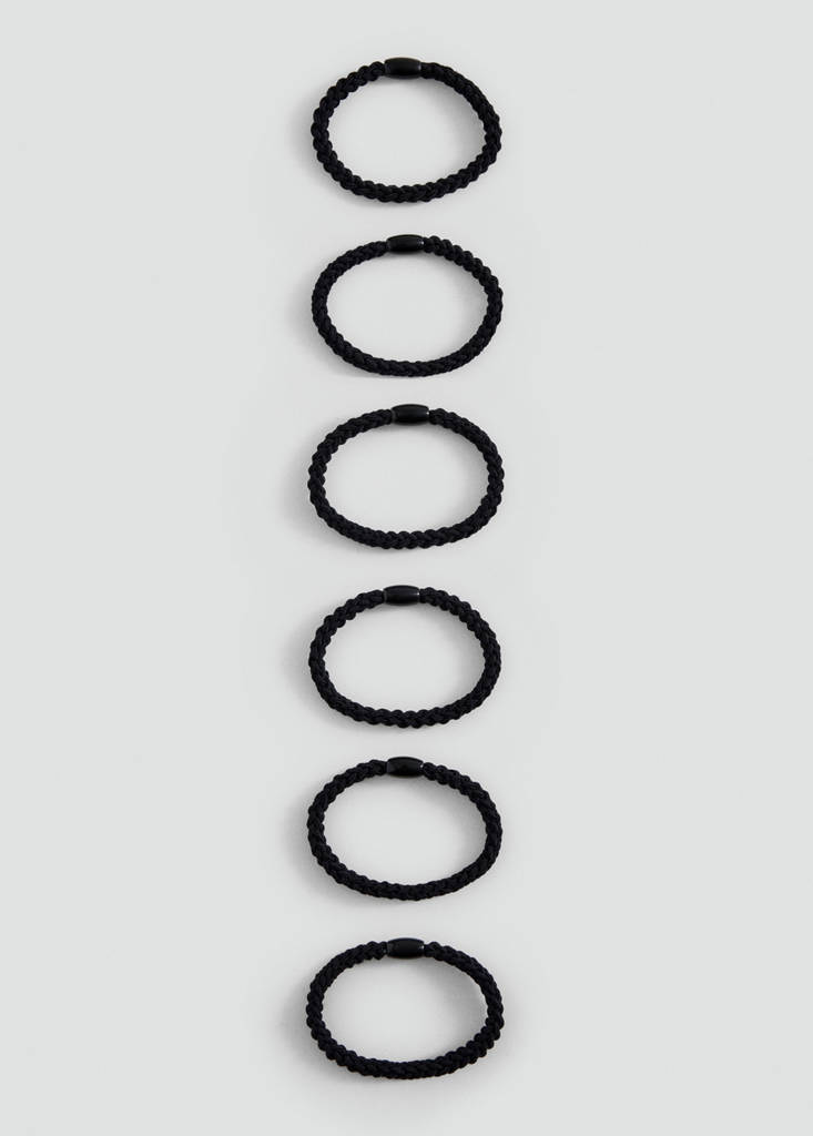 Pack 6 hair ties — Black