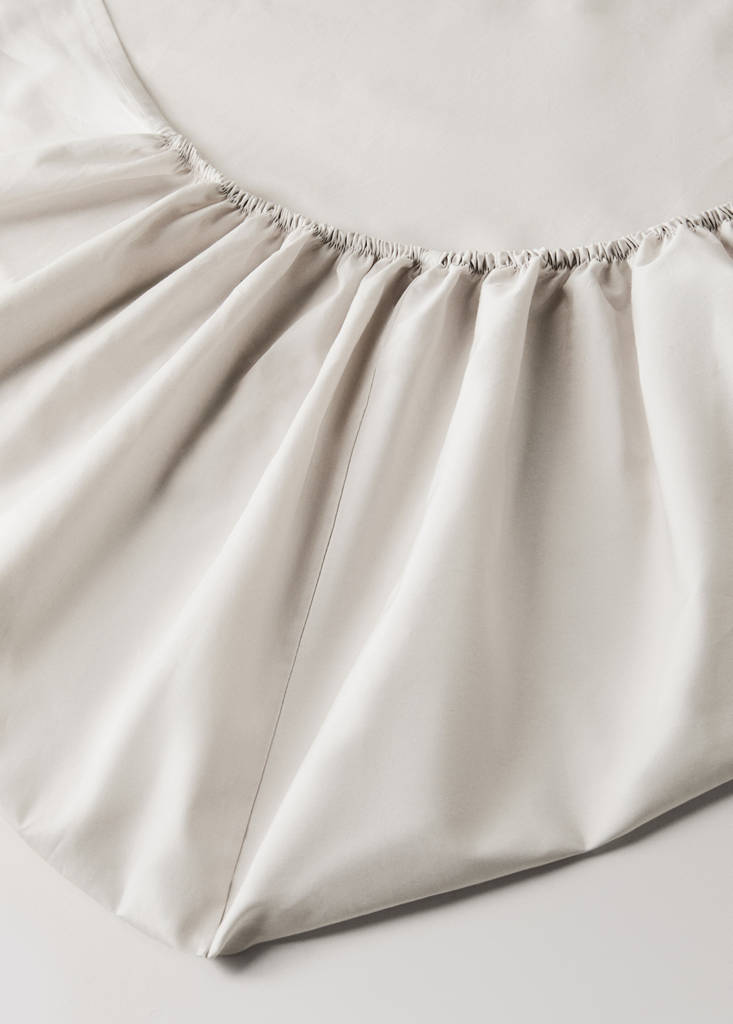 300-thread count percale cotton fitted sheet for 135/140 cm bed — Sand