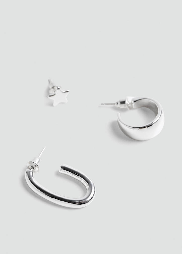 Pack of 3 combined earrings — Silver