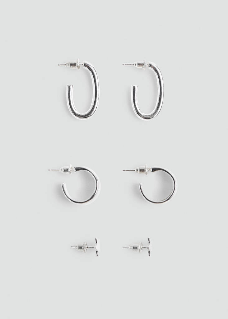 Pack of 3 combined earrings — Silver