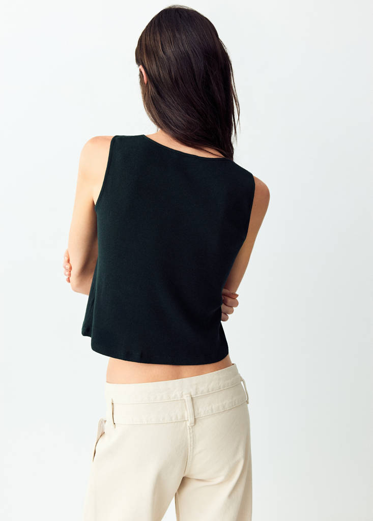Fine knit top with knot detail — Navy