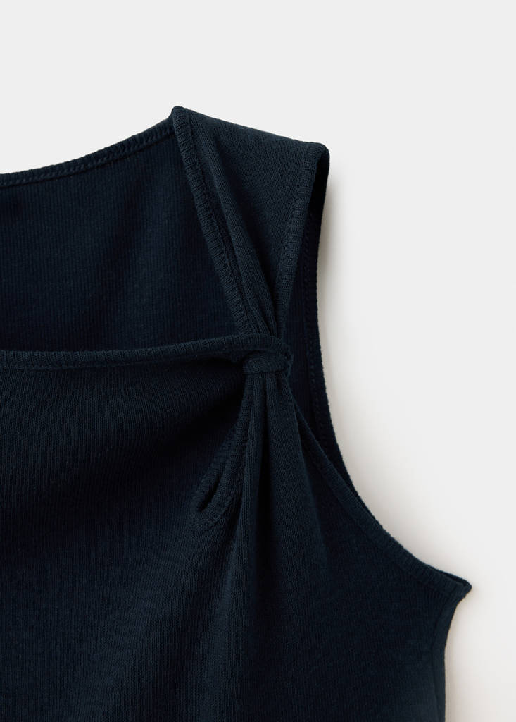 Fine knit top with knot detail — Navy