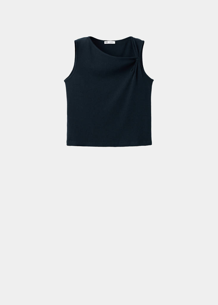 Fine knit top with knot detail — Navy