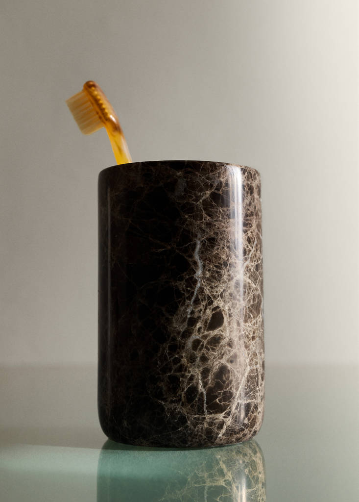 Marble toothbrush cup — Brown
