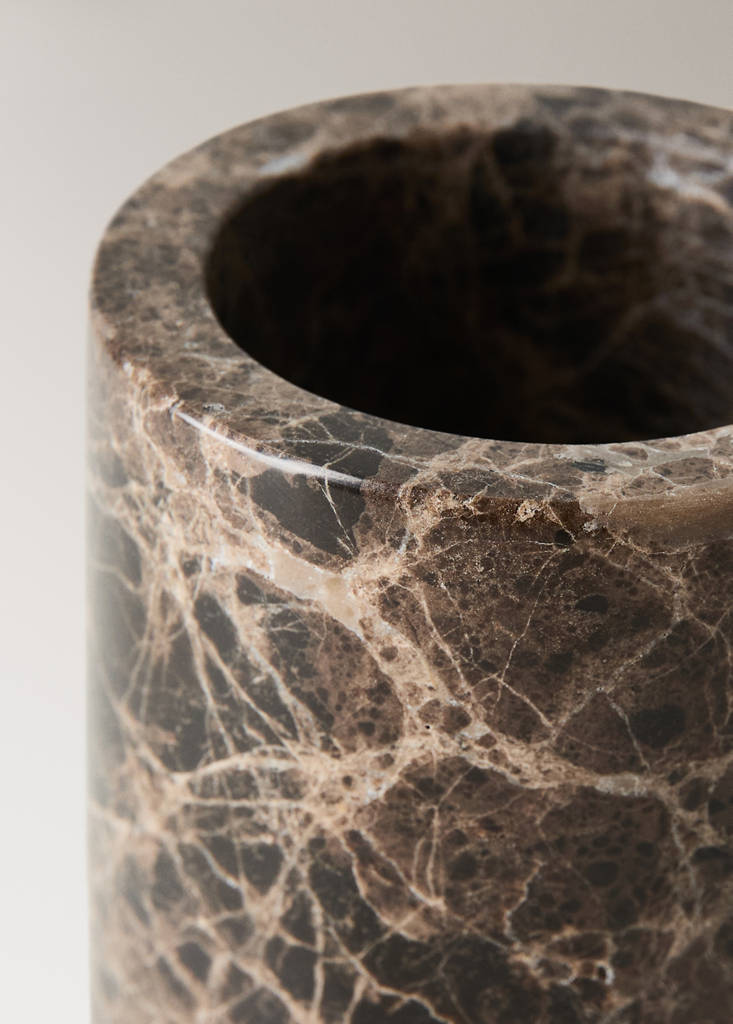 Marble toothbrush cup — Brown