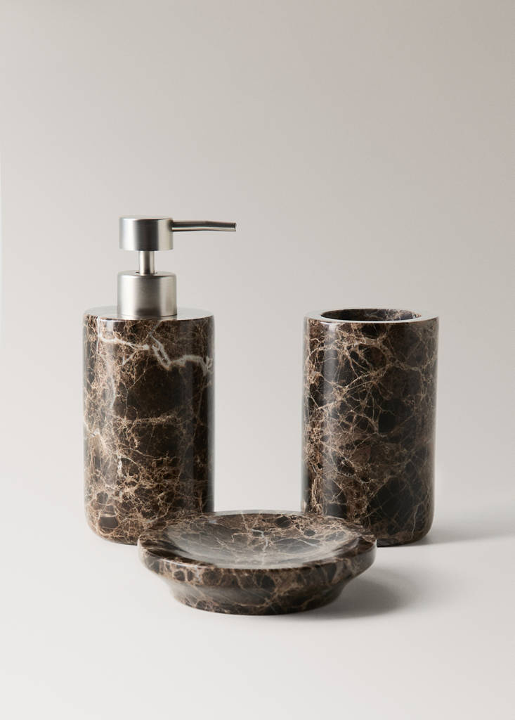 Marble toothbrush cup — Brown