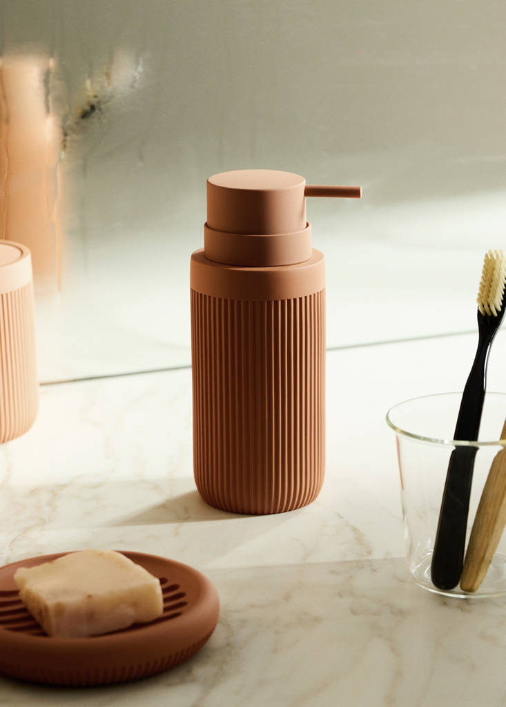 Striped resin soap dispenser — Ochre