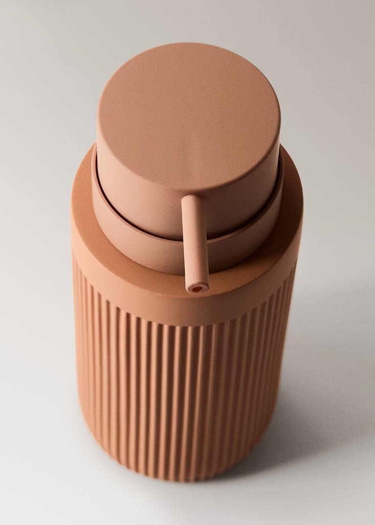 Striped resin soap dispenser — Ochre