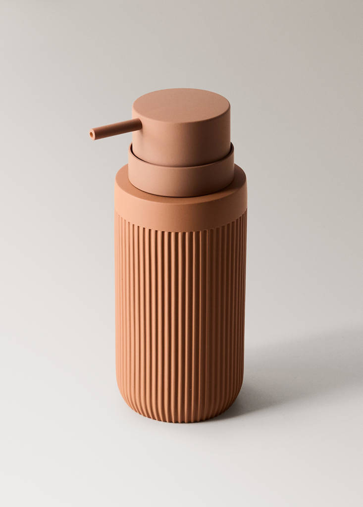Striped resin soap dispenser — Ochre