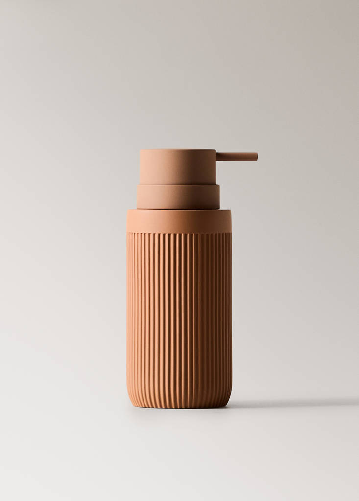 Striped resin soap dispenser — Ochre