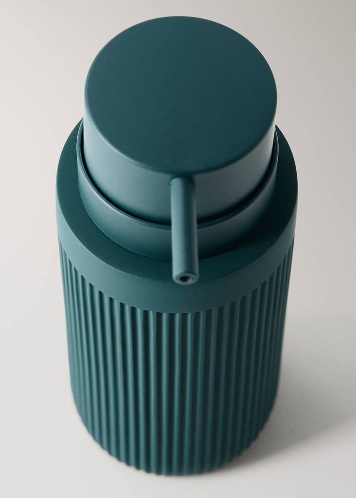 Striped resin soap dispenser — Dark Green