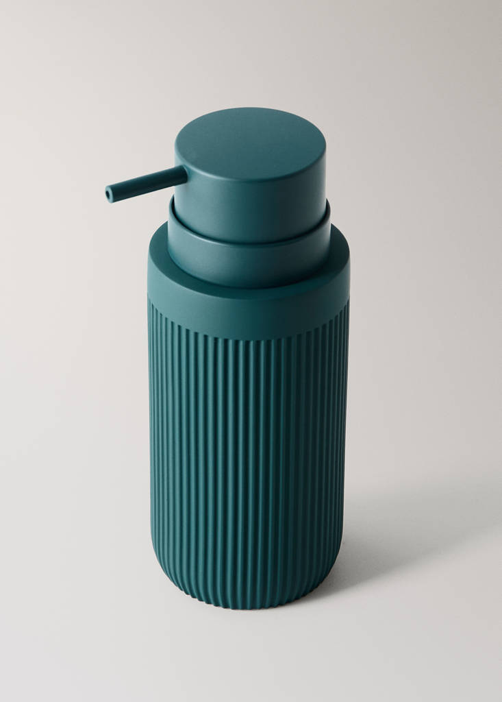 Striped resin soap dispenser — Dark Green