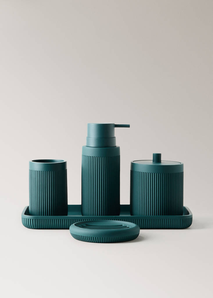 Striped resin soap dispenser — Dark Green