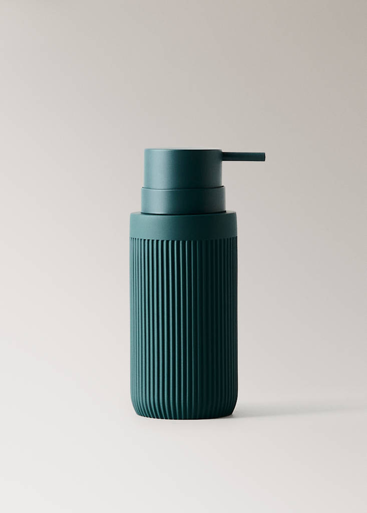 Striped resin soap dispenser — Dark Green