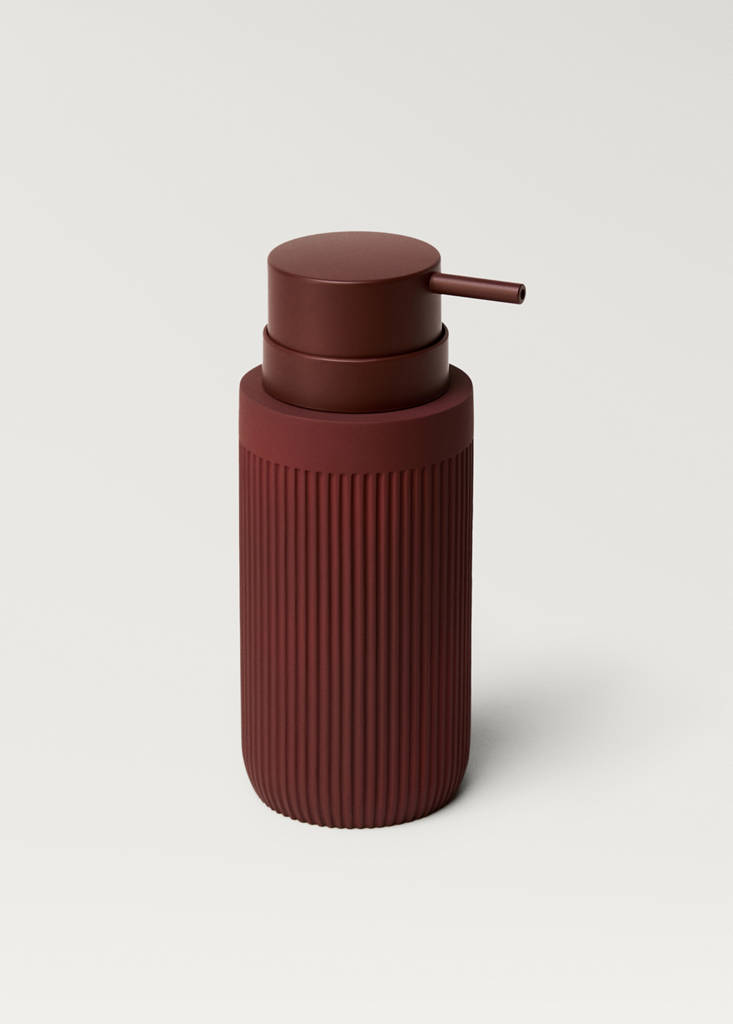 Striped resin soap dispenser — Maroon