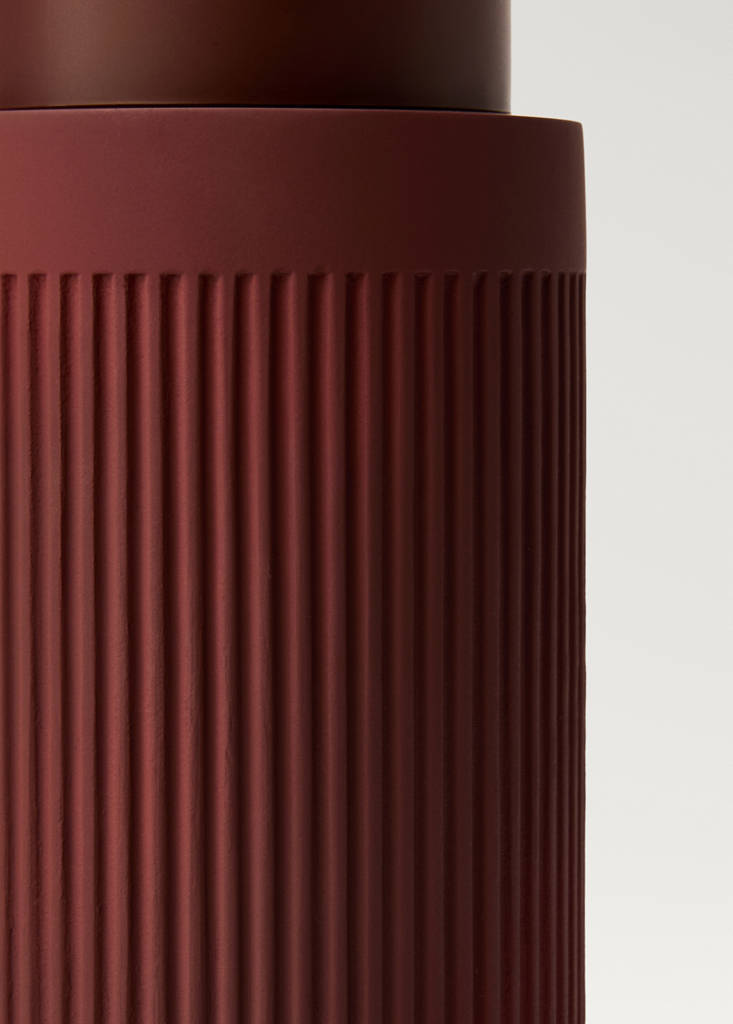 Striped resin soap dispenser — Maroon