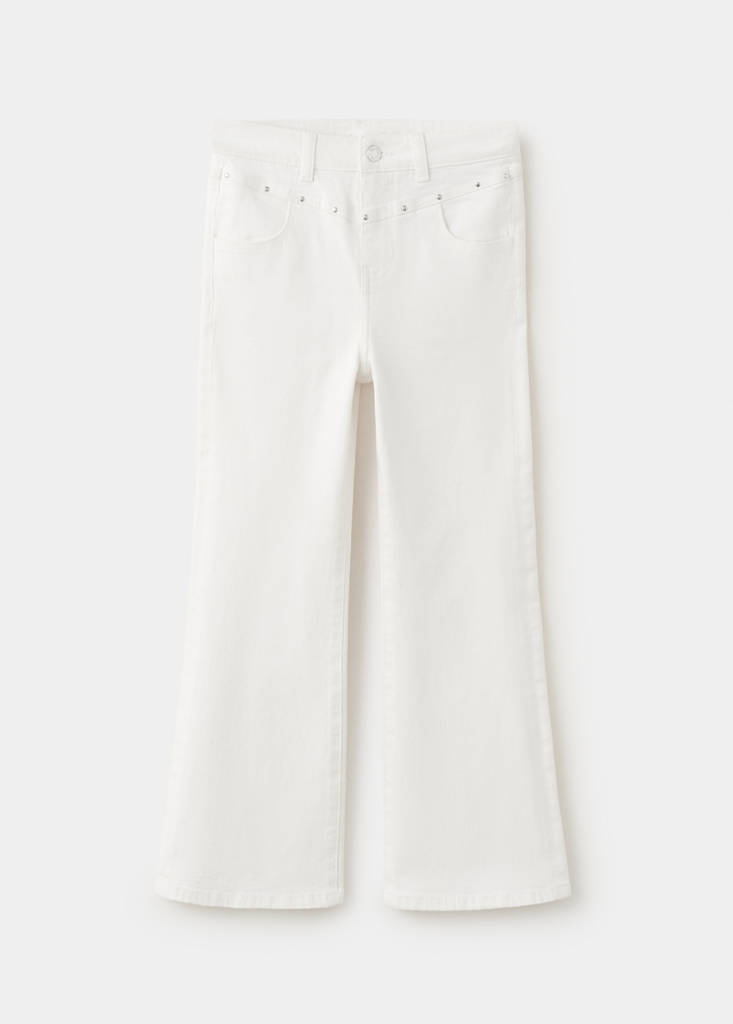Flared jeans with studs — White