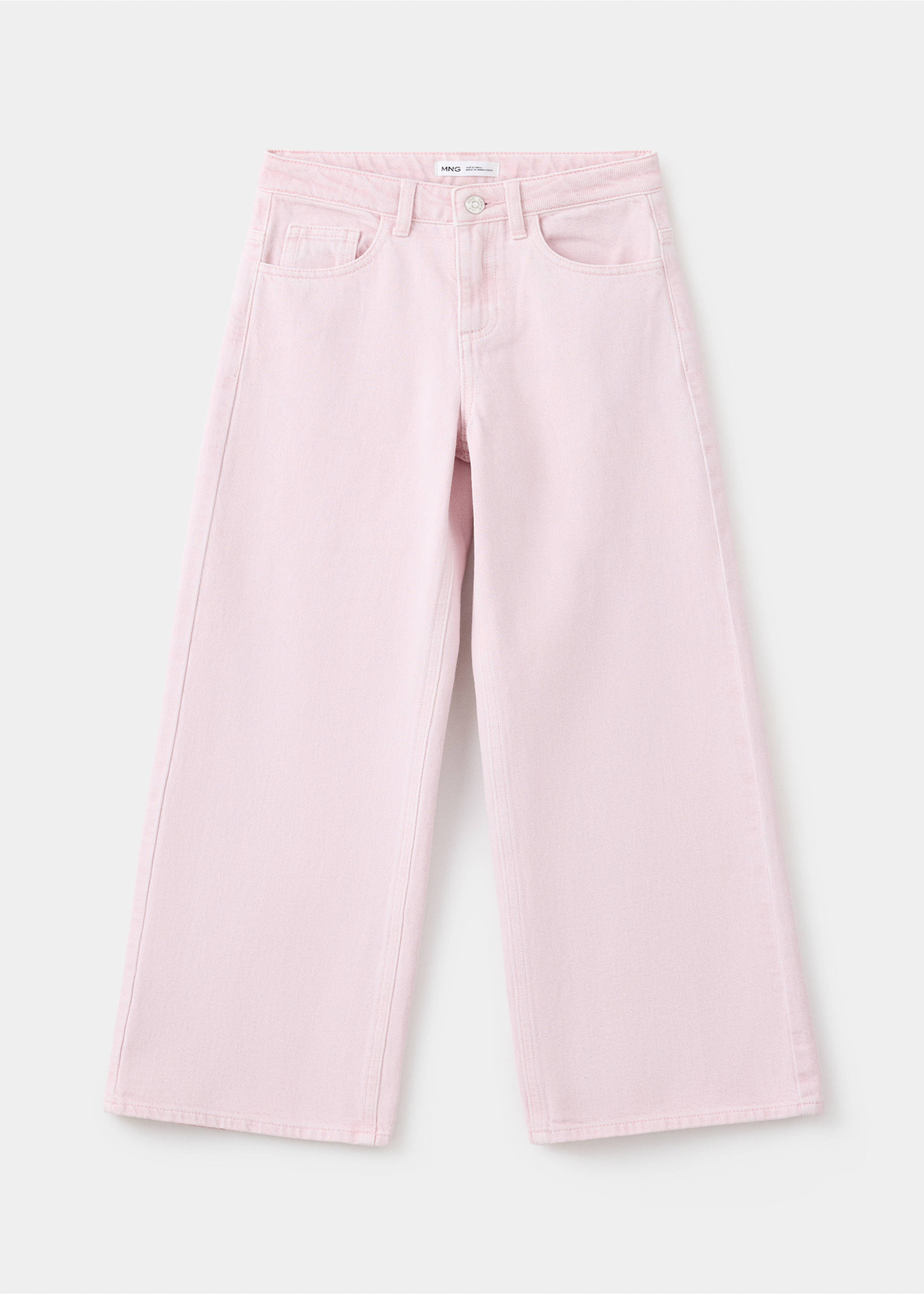Jean wide leg en coton - Article sans modèle, Rose. Ref: 37053867-00.