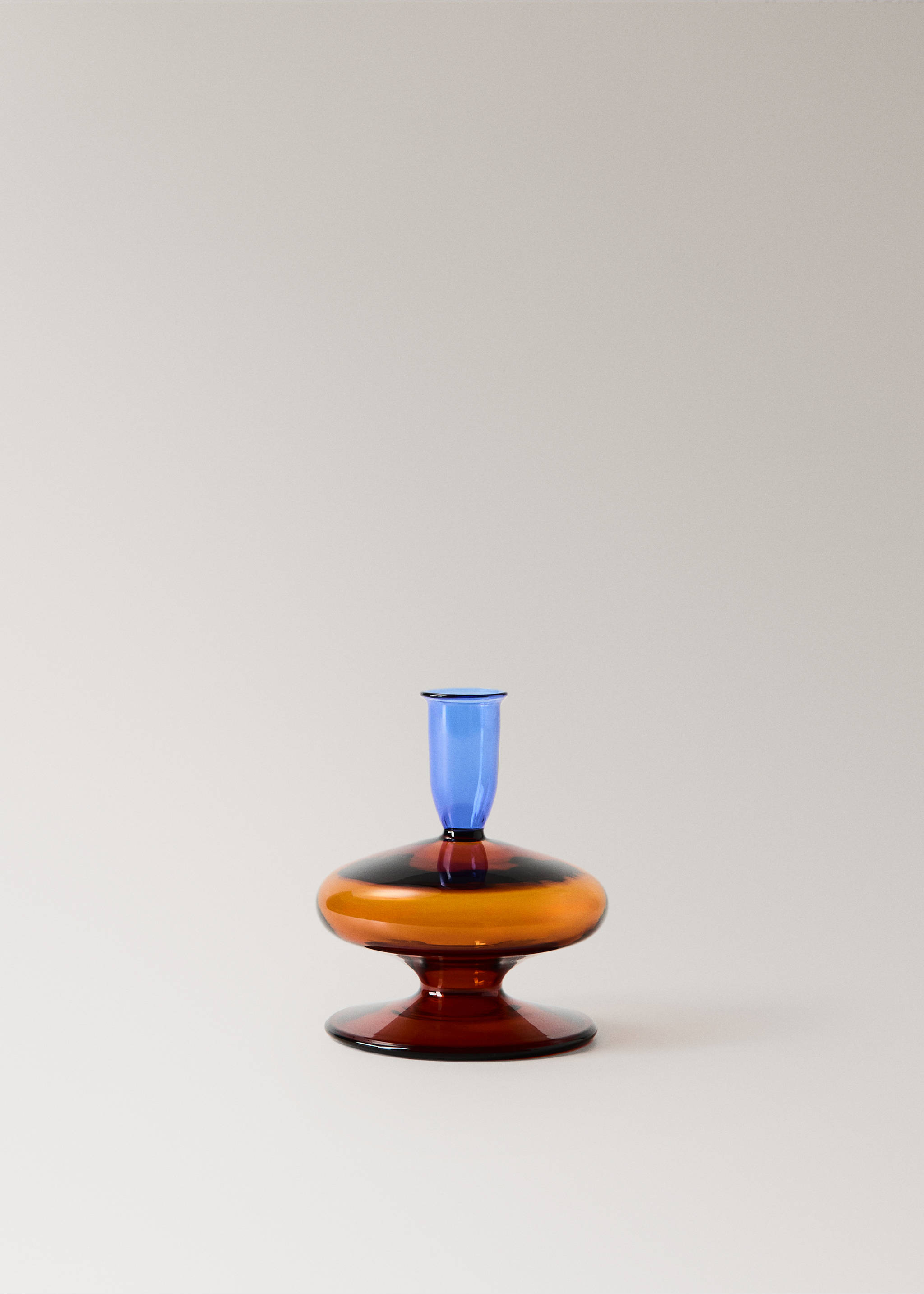 Bicolour borosilicate candelabrum - Article without model, Caramel. Ref: 37053871-00.